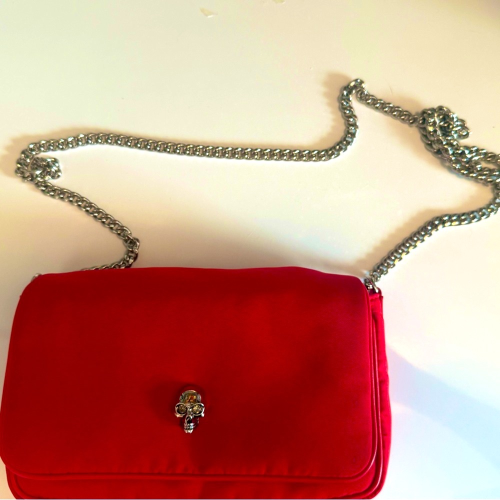 Alexander McQueen Red Crossbody Bag with Skull Detail